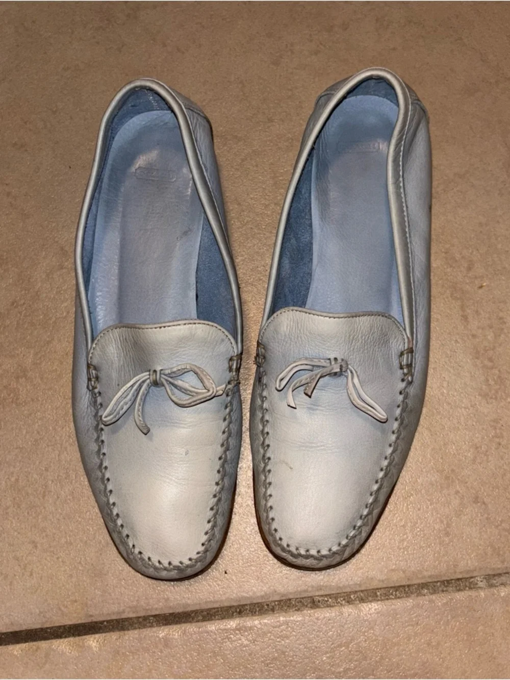 Coach Ruby Light Baby Blue Leather Driving Moccasin Loafers Made in Italy - Picture 5 of 10